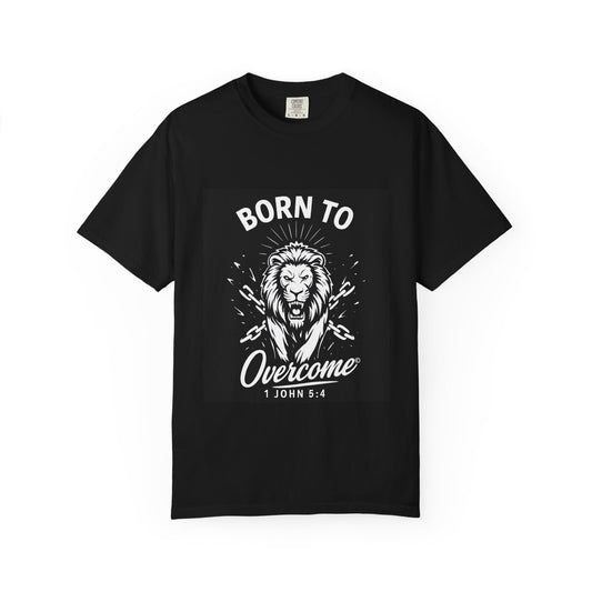 Born to Overcome (White Lettering) Unisex Faith Tee, Relaxed Fit Shirt, Inspirational Apparel, Gift for Believers - Cross Apparel USA
