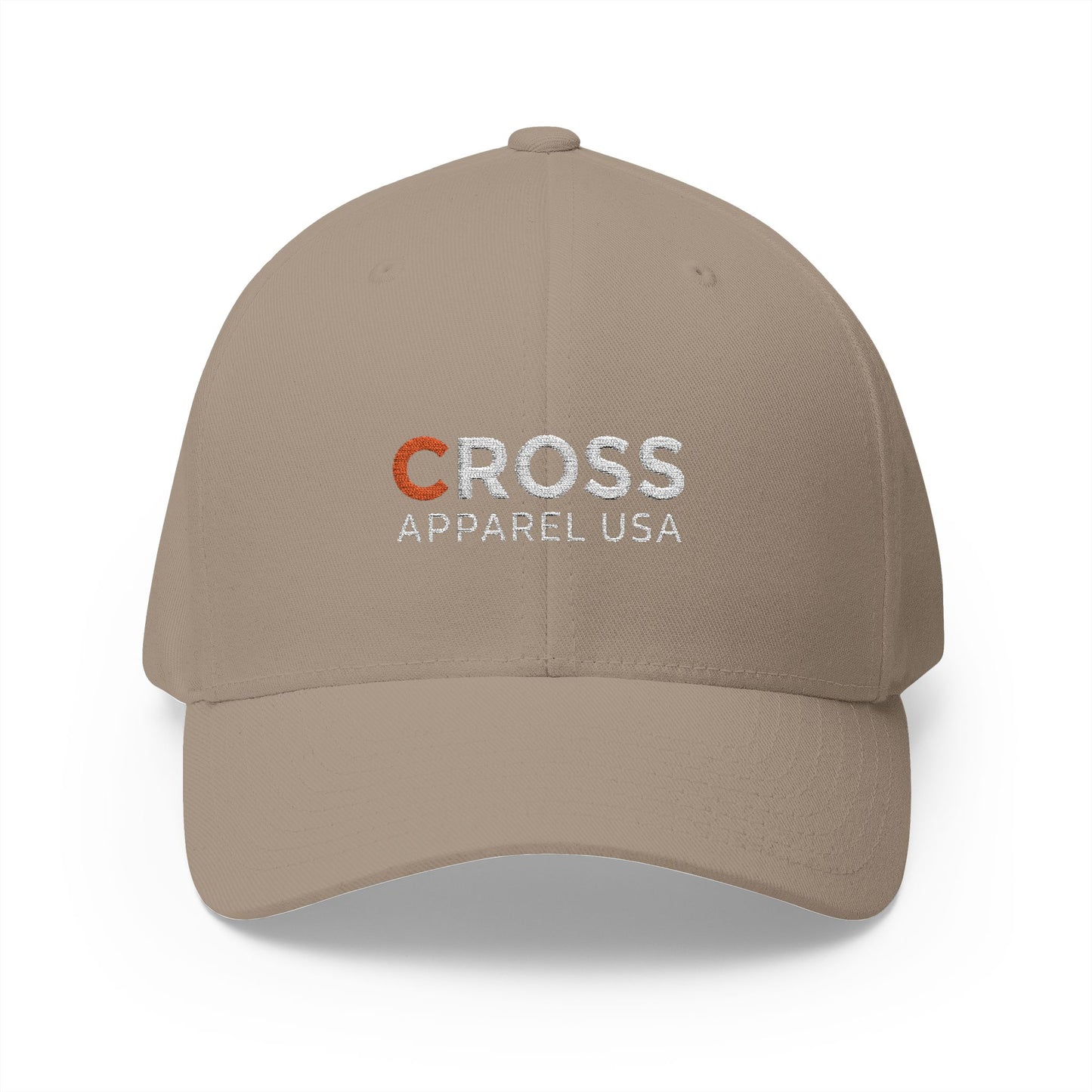 Cross Apparel USA Branded (White Lettering) Embroidered Closed-Back Flex Fit Cap
