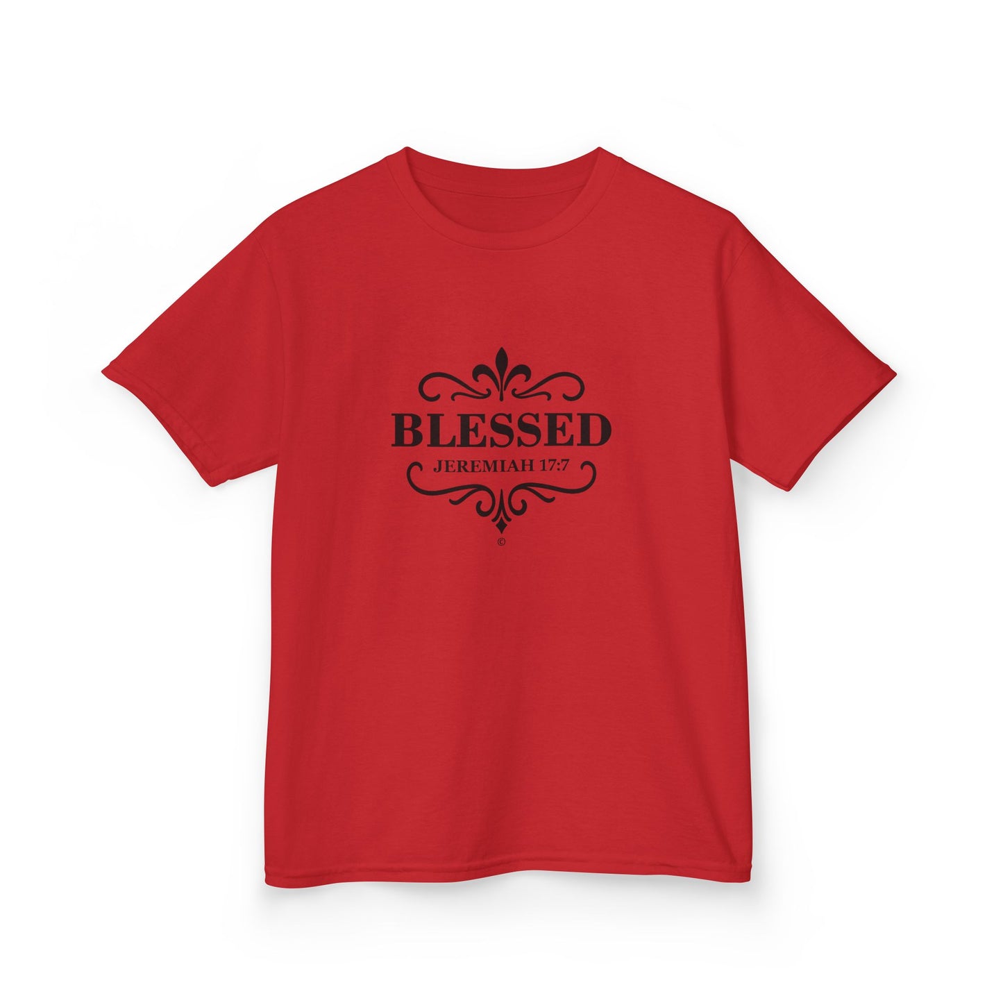 Blessed (Black Lettering) Kids Tee, Faith-based Inspirational Apparel, Gift for Believers, Youth Fashion, Bible Verse Shirt, Meaningful Gift