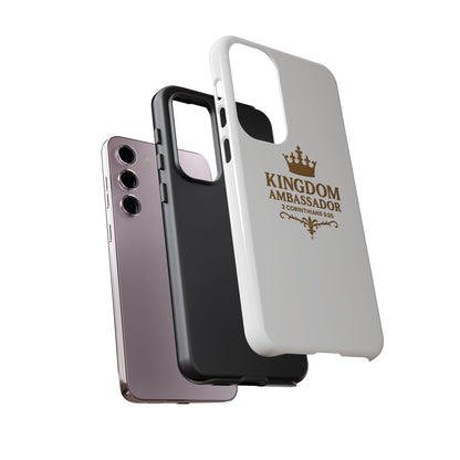 Kingdom Ambassador (Gold Lettering) Rugged Phone Case, Inspirational Mobile Cover, Gift for Faith Lovers, Faith-Based Protector