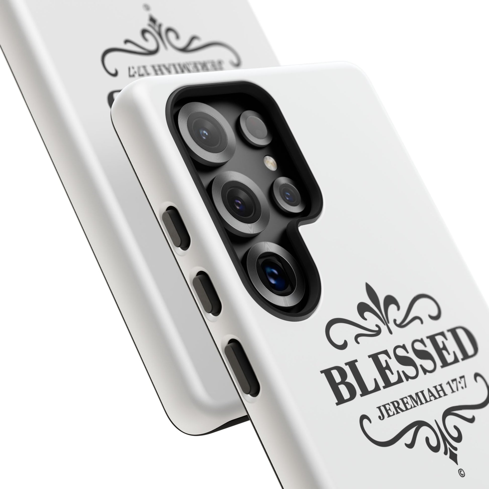 Blessed (Black Lettering), Rugged Phone Case, Inspirational Mobile Cover, Gift for Faith Lovers, Faith-Based Protector - Cross Apparel USA
