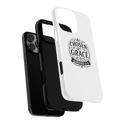 Chosen by Grace (Black Lettering), Rugged Phone Case, Inspirational Mobile Cover, Gift for Faith Lovers, Faith-Based Protector