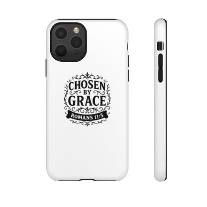 Chosen by Grace (Black Lettering), Rugged Phone Case, Inspirational Mobile Cover, Gift for Faith Lovers, Faith-Based Protector