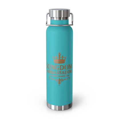 Kingdom Ambassador (Gold Lettering) Insulated Water Bottle, 22oz - Motivational Gift for Believers, Holiday, Travel, Fitness, Eco-Friendly
