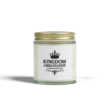 Kingdom Ambassador (Black Lettering) Scented Candle - Coconut Apricot Wax, Inspirational Home Decor, Gifts for Believers, Relaxation
