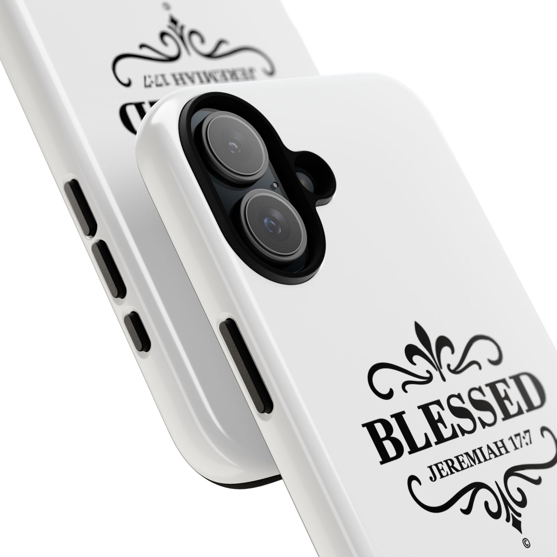 Blessed (Black Lettering), Rugged Phone Case, Inspirational Mobile Cover, Gift for Faith Lovers, Faith-Based Protector - Cross Apparel USA