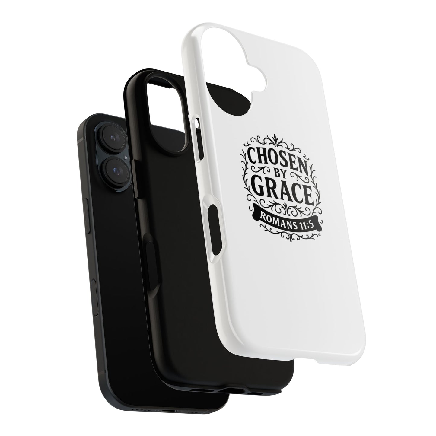 Chosen by Grace (Black Lettering), Rugged Phone Case, Inspirational Mobile Cover, Gift for Faith Lovers, Faith-Based Protector