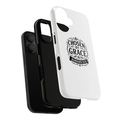 Chosen by Grace (Black Lettering), Rugged Phone Case, Inspirational Mobile Cover, Gift for Faith Lovers, Faith-Based Protector