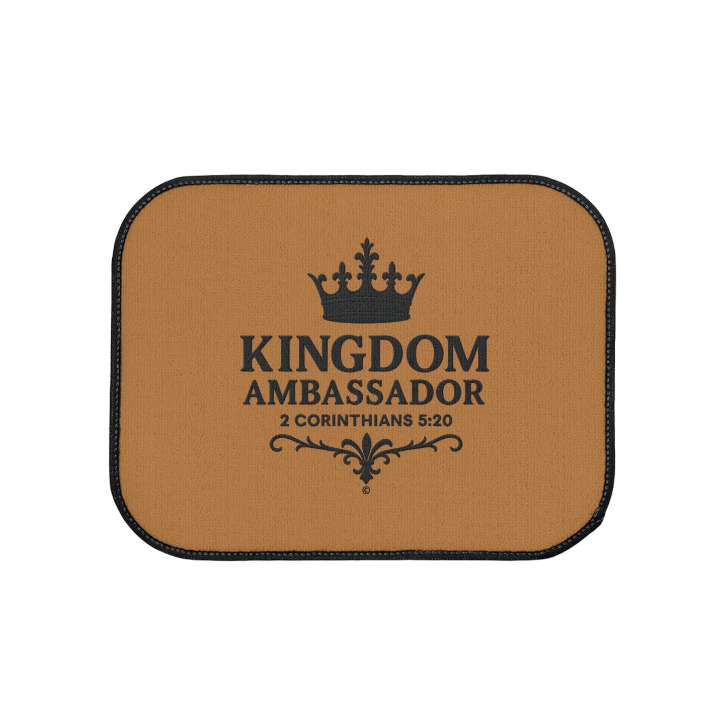 Kingdom Ambassador (Black Lettering on Light Brown) Car Floor Mat, 1 piece