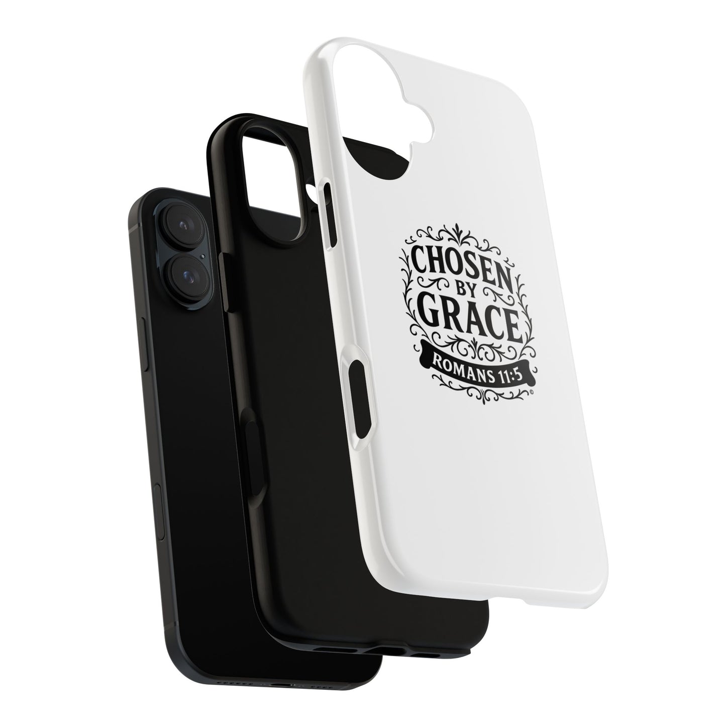 Chosen by Grace (Black Lettering), Rugged Phone Case, Inspirational Mobile Cover, Gift for Faith Lovers, Faith-Based Protector