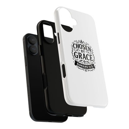 Chosen by Grace (Black Lettering), Rugged Phone Case, Inspirational Mobile Cover, Gift for Faith Lovers, Faith-Based Protector
