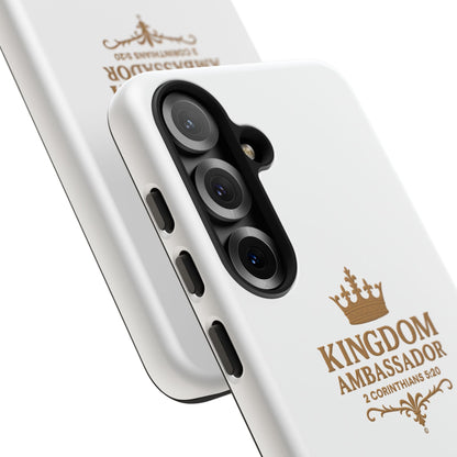 Kingdom Ambassador (Gold Lettering) Rugged Phone Case, Inspirational Mobile Cover, Gift for Faith Lovers, Faith-Based Protector