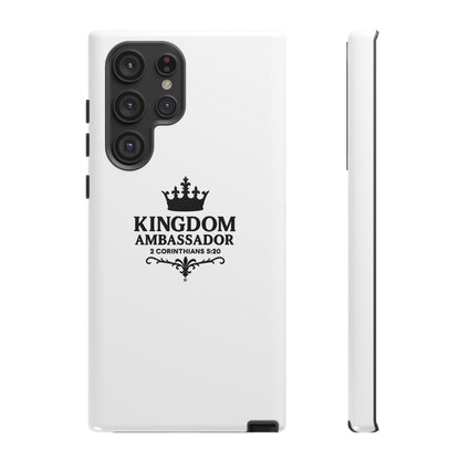 Kingdom Ambassador (Black Lettering) Rugged Phone Case, Inspirational Mobile Cover, Gift for Faith Lovers, Faith-Based Protector - Cross Apparel USA