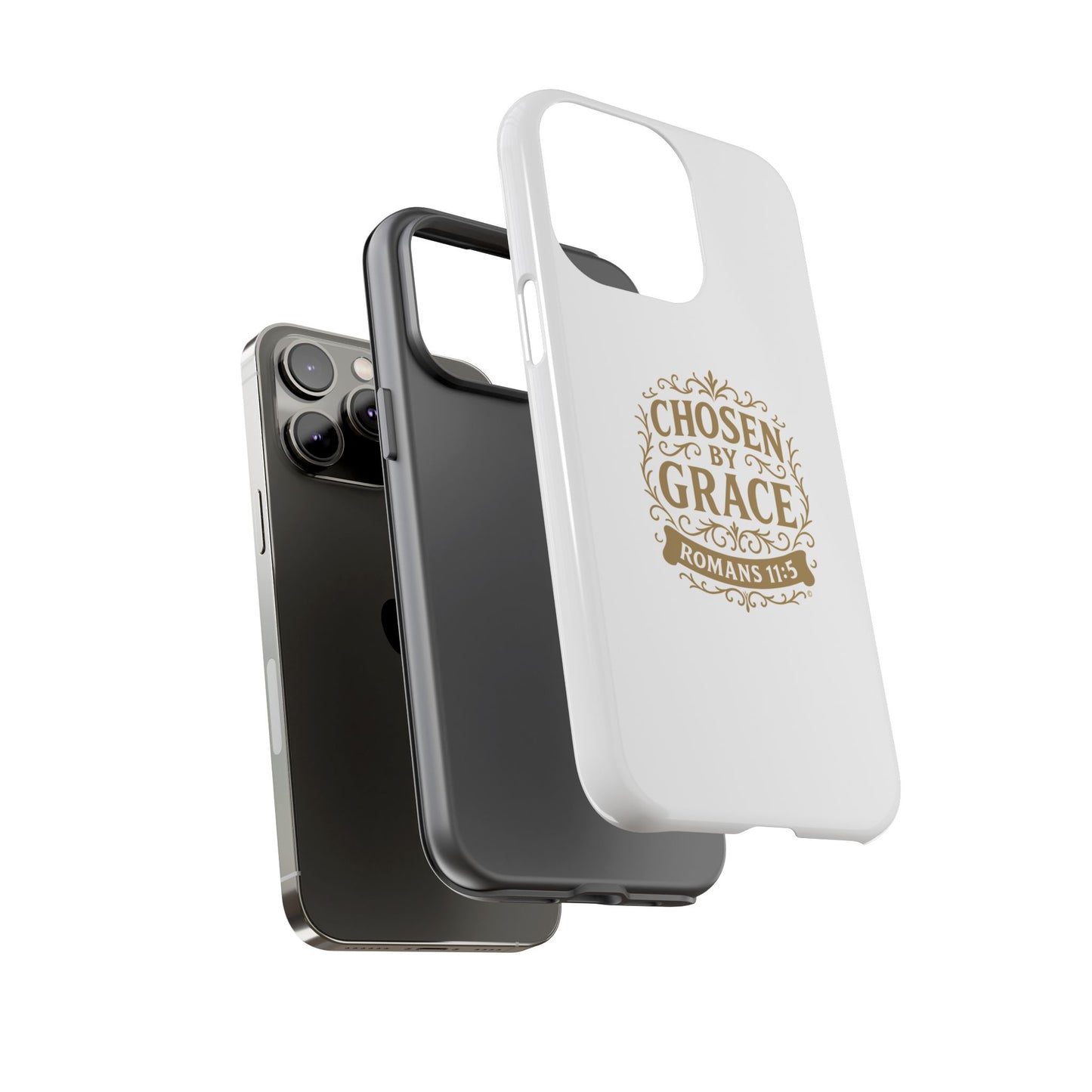 Chosen by Grace (Gold Lettering), Rugged Phone Case, Inspirational Mobile Cover, Gift for Faith Lovers, Faith-Based Protector