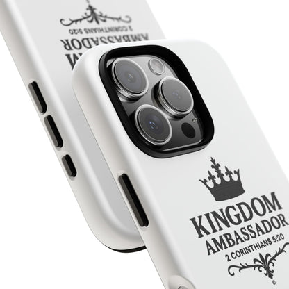 Kingdom Ambassador (Black Lettering) Rugged Phone Case, Inspirational Mobile Cover, Gift for Faith Lovers, Faith-Based Protector