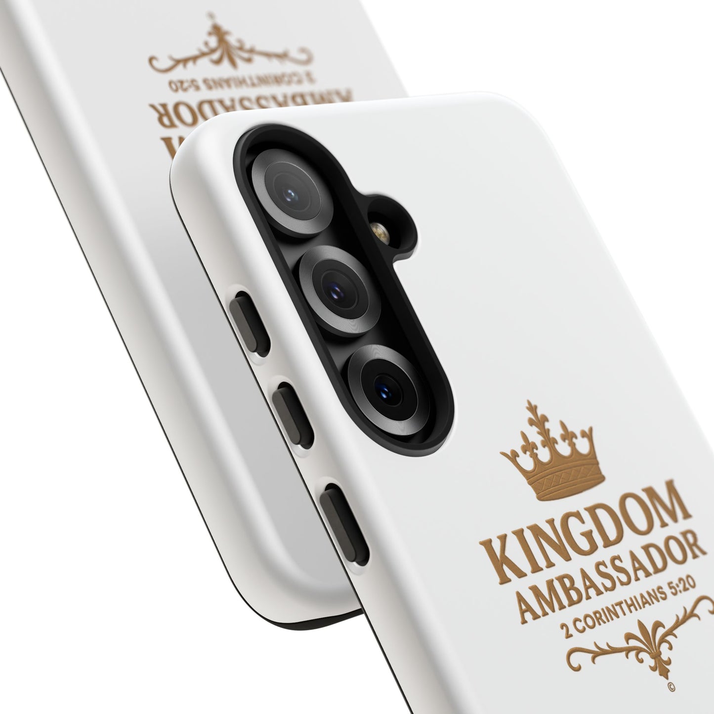 Kingdom Ambassador (Gold Lettering) Rugged Phone Case, Inspirational Mobile Cover, Gift for Faith Lovers, Faith-Based Protector