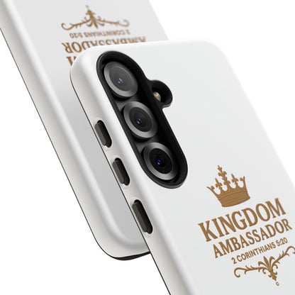Kingdom Ambassador (Gold Lettering) Rugged Phone Case, Inspirational Mobile Cover, Gift for Faith Lovers, Faith-Based Protector
