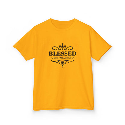 Blessed (Black Lettering) Kids Tee, Faith-based Inspirational Apparel, Gift for Believers, Youth Fashion, Bible Verse Shirt, Meaningful Gift