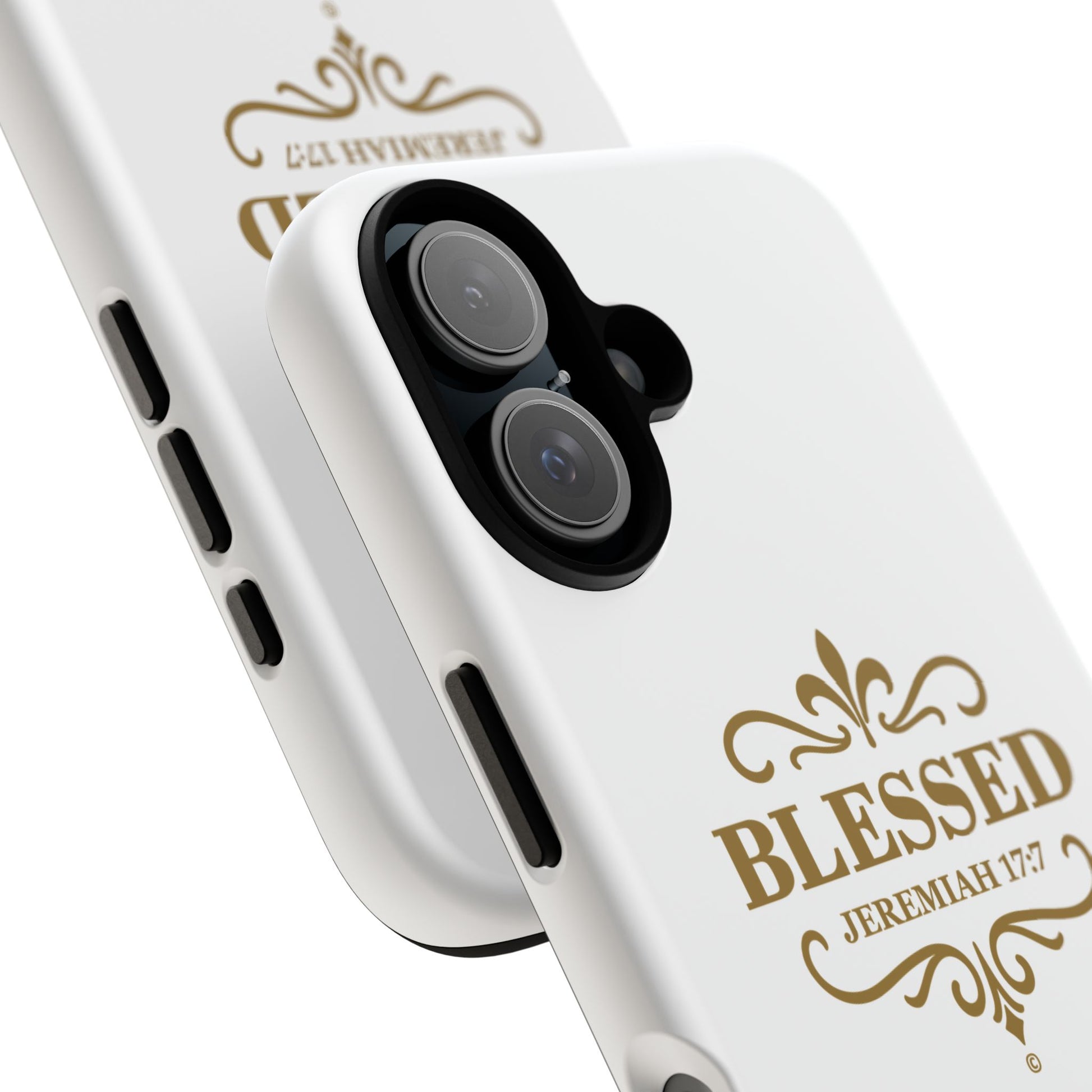 Blessed (Gold Lettering), Rugged Phone Case, Inspirational Mobile Cover, Gift for Faith Lovers, Faith-Based Protector - Cross Apparel USA