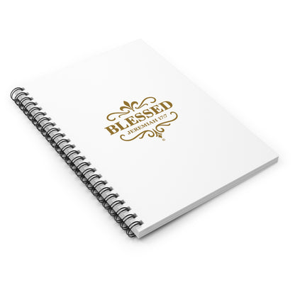 Blessed (Gold Lettering) Inspirational Spiral Notebook, Christian Journal, Bible Study Supplies, Faith Gift, Daily Planner - Cross Apparel USA