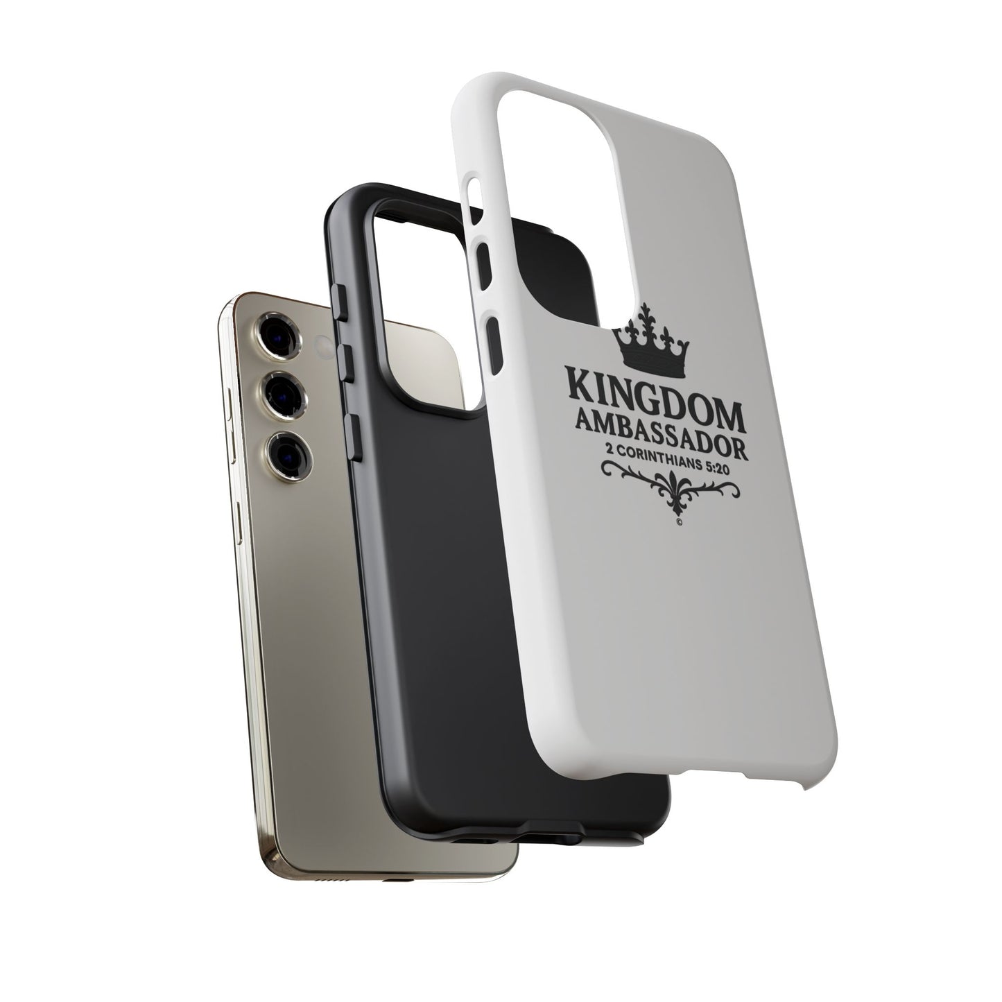 Kingdom Ambassador (Black Lettering) Rugged Phone Case, Inspirational Mobile Cover, Gift for Faith Lovers, Faith-Based Protector