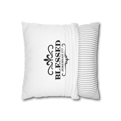 Blessed (Black Lettering) Square Pillow Cover | Inspirational Home Decor | Gifts for Faith (Pillow not included)