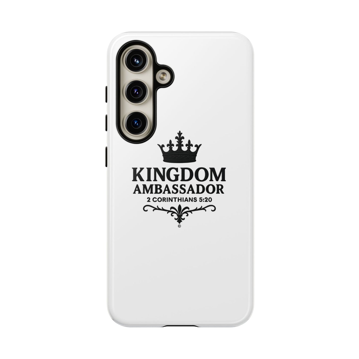 Kingdom Ambassador (Black Lettering) Rugged Phone Case, Inspirational Mobile Cover, Gift for Faith Lovers, Faith-Based Protector