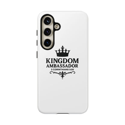 Kingdom Ambassador (Black Lettering) Rugged Phone Case, Inspirational Mobile Cover, Gift for Faith Lovers, Faith-Based Protector