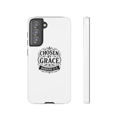 Chosen by Grace (Black Lettering), Rugged Phone Case, Inspirational Mobile Cover, Gift for Faith Lovers, Faith-Based Protector