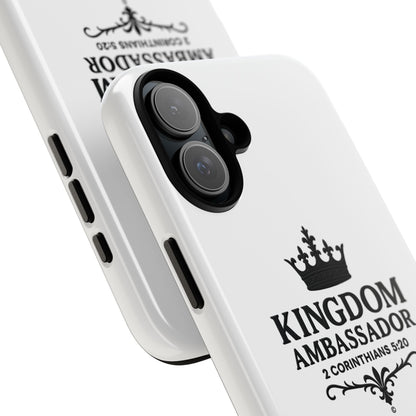 Kingdom Ambassador (Black Lettering) Rugged Phone Case, Inspirational Mobile Cover, Gift for Faith Lovers, Faith-Based Protector