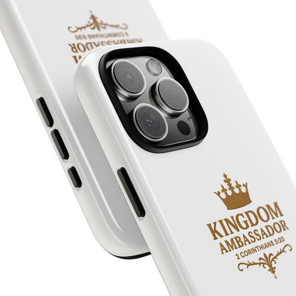 Kingdom Ambassador (Gold Lettering) Rugged Phone Case, Inspirational Mobile Cover, Gift for Faith Lovers, Faith-Based Protector