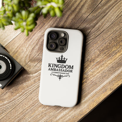 Kingdom Ambassador (Black Lettering) Rugged Phone Case, Inspirational Mobile Cover, Gift for Faith Lovers, Faith-Based Protector
