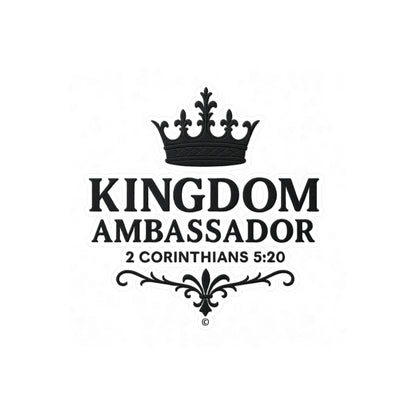 Kingdom Ambassador (Black Lettering) Kiss-Cut Vinyl Decals, Inspirational Wall Art, Faith-Based Gifts, Home Decor - Cross Apparel USA
