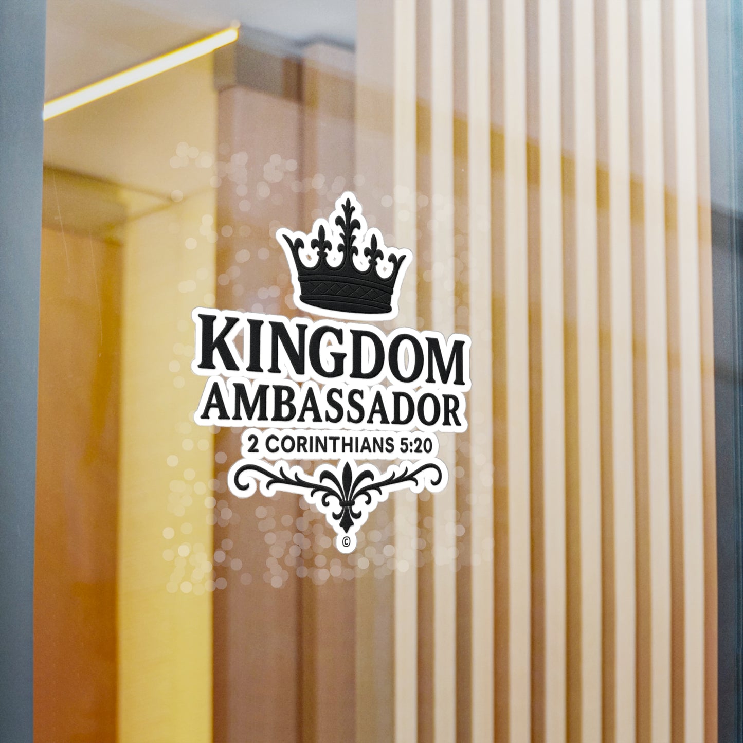 Kingdom Ambassador (Black Lettering) Kiss-Cut Vinyl Decals, Inspirational Wall Art, Faith-Based Gifts, Home Decor - Cross Apparel USA