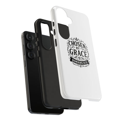 Chosen by Grace (Black Lettering), Rugged Phone Case, Inspirational Mobile Cover, Gift for Faith Lovers, Faith-Based Protector