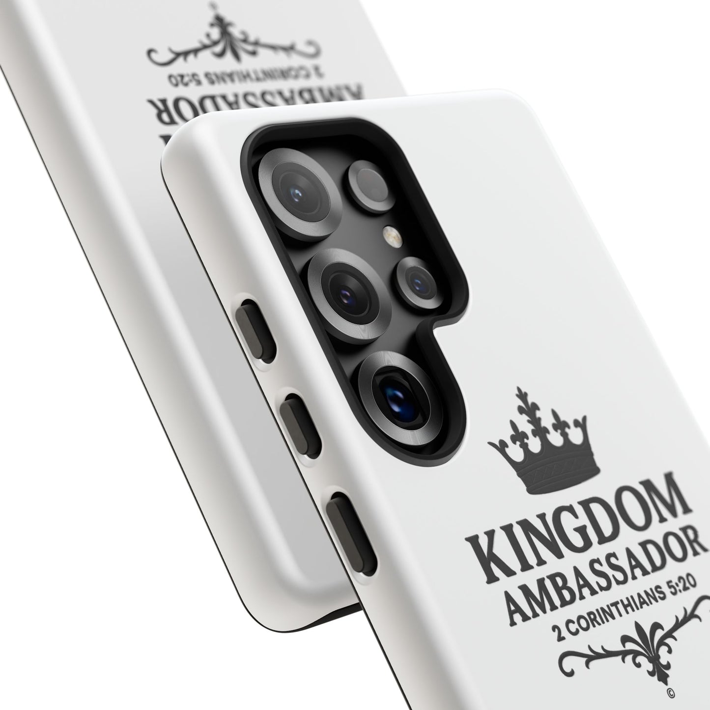 Kingdom Ambassador (Black Lettering) Rugged Phone Case, Inspirational Mobile Cover, Gift for Faith Lovers, Faith-Based Protector