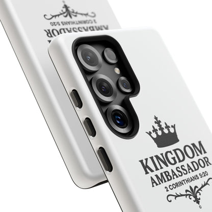 Kingdom Ambassador (Black Lettering) Rugged Phone Case, Inspirational Mobile Cover, Gift for Faith Lovers, Faith-Based Protector
