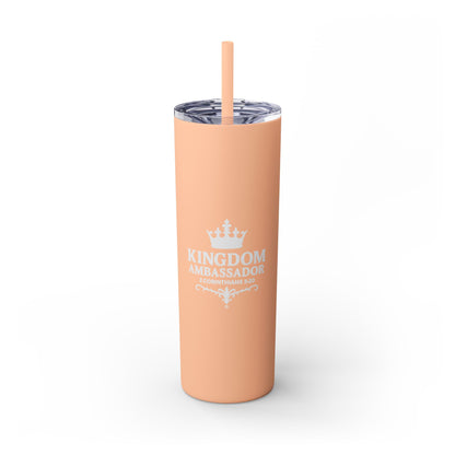 Kingdom Ambassador (White Lettering) Skinny Tumbler with Straw - 20oz Inspirational Drinkware