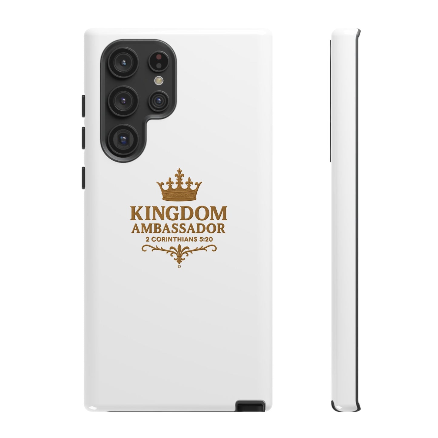 Kingdom Ambassador (Gold Lettering) Rugged Phone Case, Inspirational Mobile Cover, Gift for Faith Lovers, Faith-Based Protector