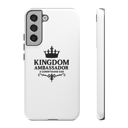 Kingdom Ambassador (Black Lettering) Rugged Phone Case, Inspirational Mobile Cover, Gift for Faith Lovers, Faith-Based Protector