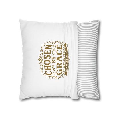 Chosen by Grace (Gold Lettering) Square Pillow Cover | Inspirational Home Decor | Gifts for Faith (Pillow not included)