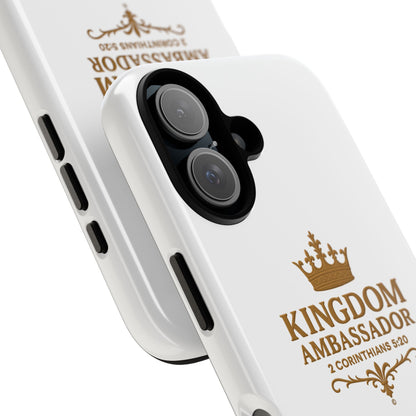 Kingdom Ambassador (Gold Lettering) Rugged Phone Case, Inspirational Mobile Cover, Gift for Faith Lovers, Faith-Based Protector