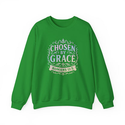 Chosen by Grace (Multi-color Limited Edition) Unisex Crewneck Sweatshirt - Inspirational Apparel, Faith-Based Fashion, Cozy Casual Wear, Bible Verse Sweatshirt