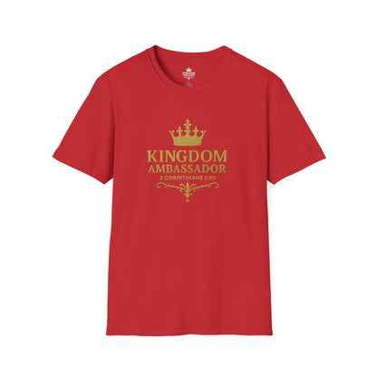 Kingdom Ambassador (Gold Lettering) T-Shirt | Unisex Softstyle Tee for Faith, Community Events, Gifts for Believers