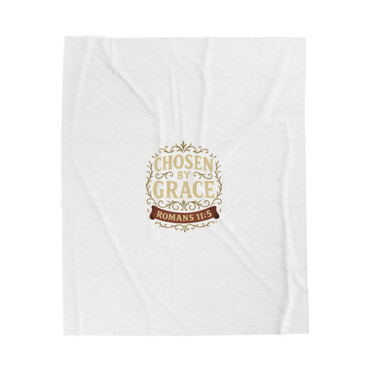 Chosen by Grace (Full Color) Plush Blanket, Inspirational Home Decor, Faith-Based Decor, Modern Plush Blanket