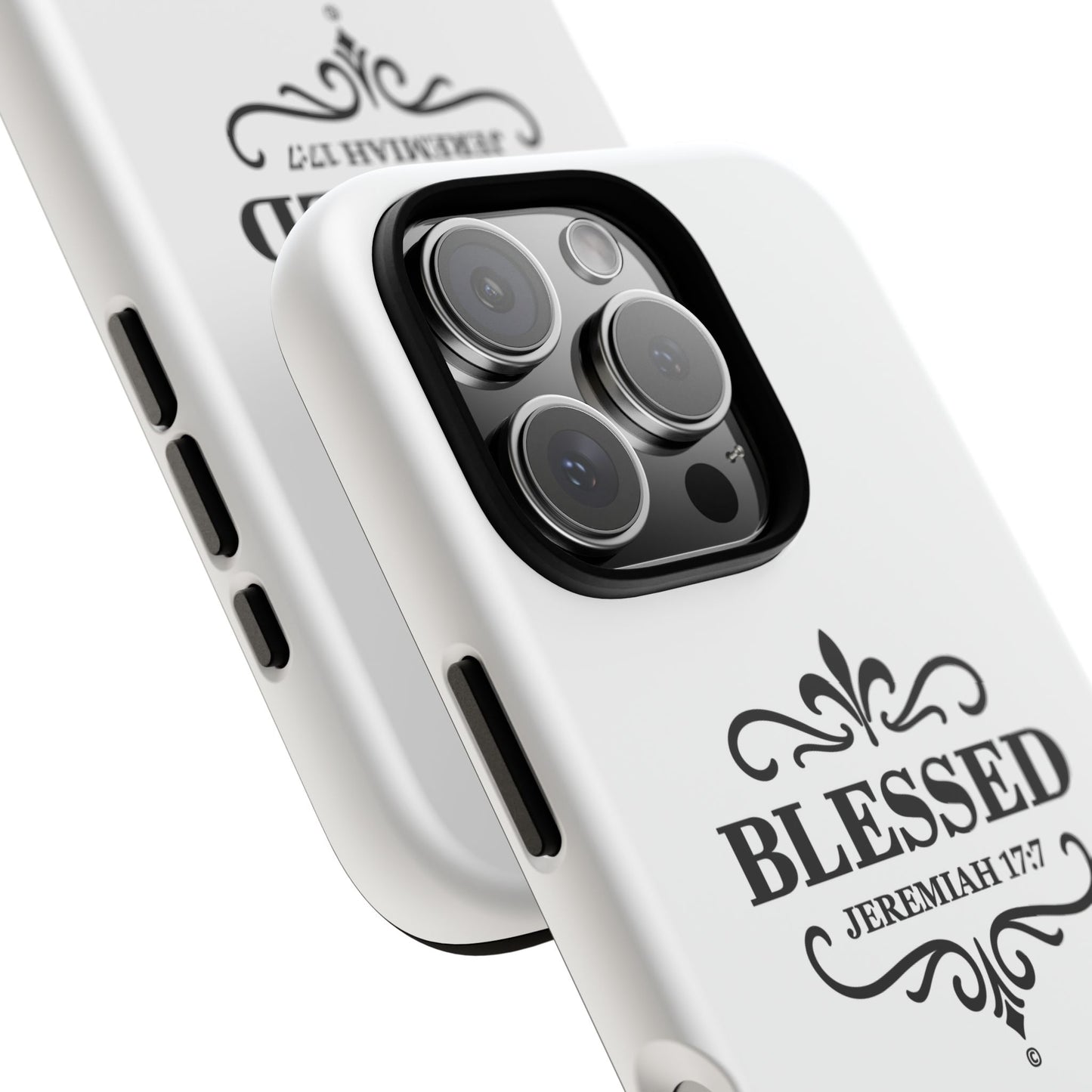 Blessed (Black Lettering), Rugged Phone Case, Inspirational Mobile Cover, Gift for Faith Lovers, Faith-Based Protector