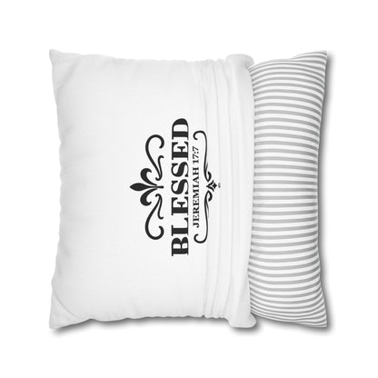 Blessed (Black Lettering) Square Pillow Cover | Inspirational Home Decor | Gifts for Faith (Pillow not included)