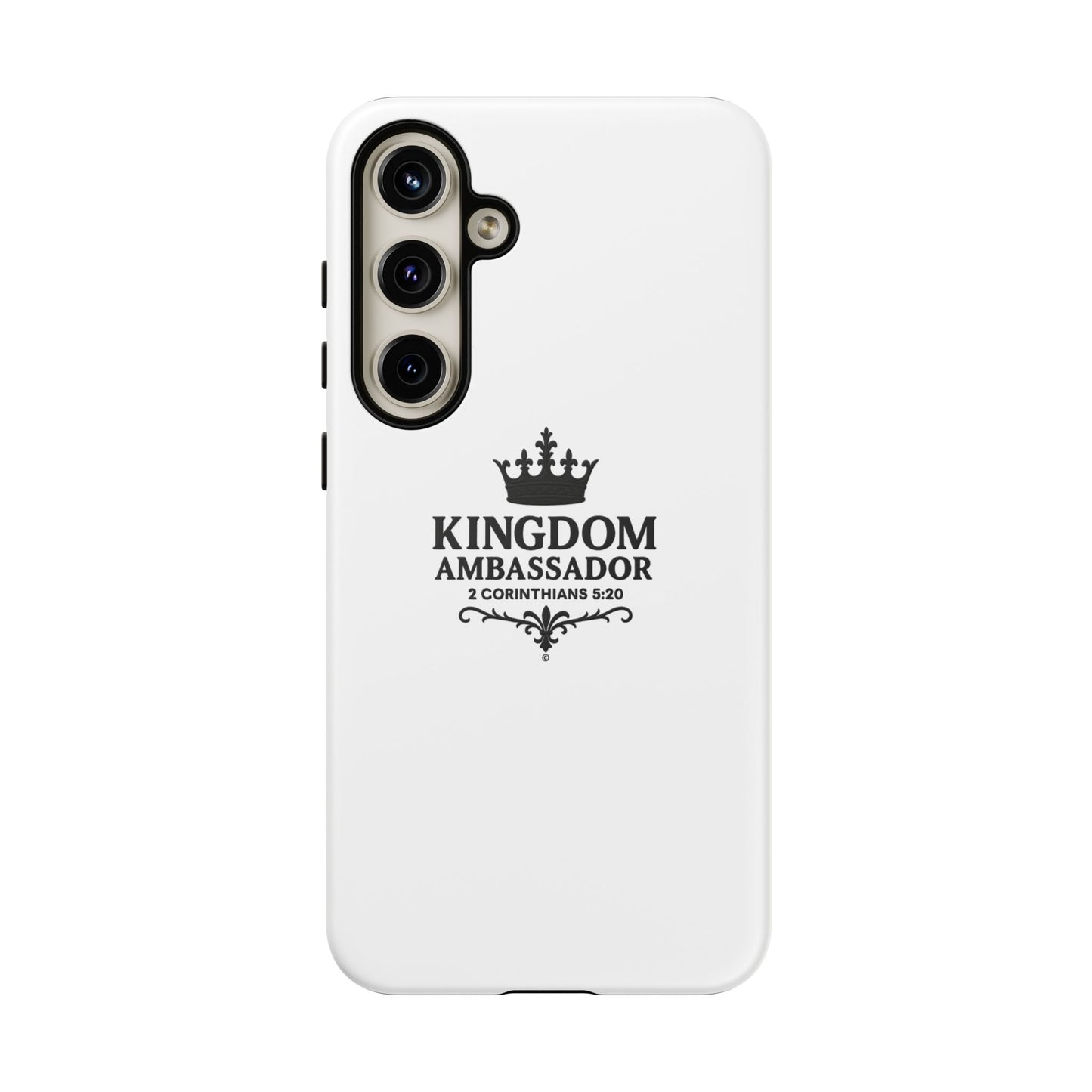Kingdom Ambassador (Black Lettering) Rugged Phone Case, Inspirational Mobile Cover, Gift for Faith Lovers, Faith-Based Protector - Cross Apparel USA