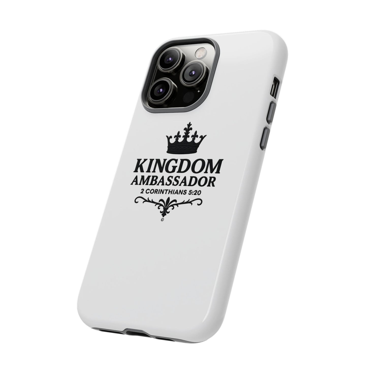 Kingdom Ambassador (Black Lettering) Rugged Phone Case, Inspirational Mobile Cover, Gift for Faith Lovers, Faith-Based Protector
