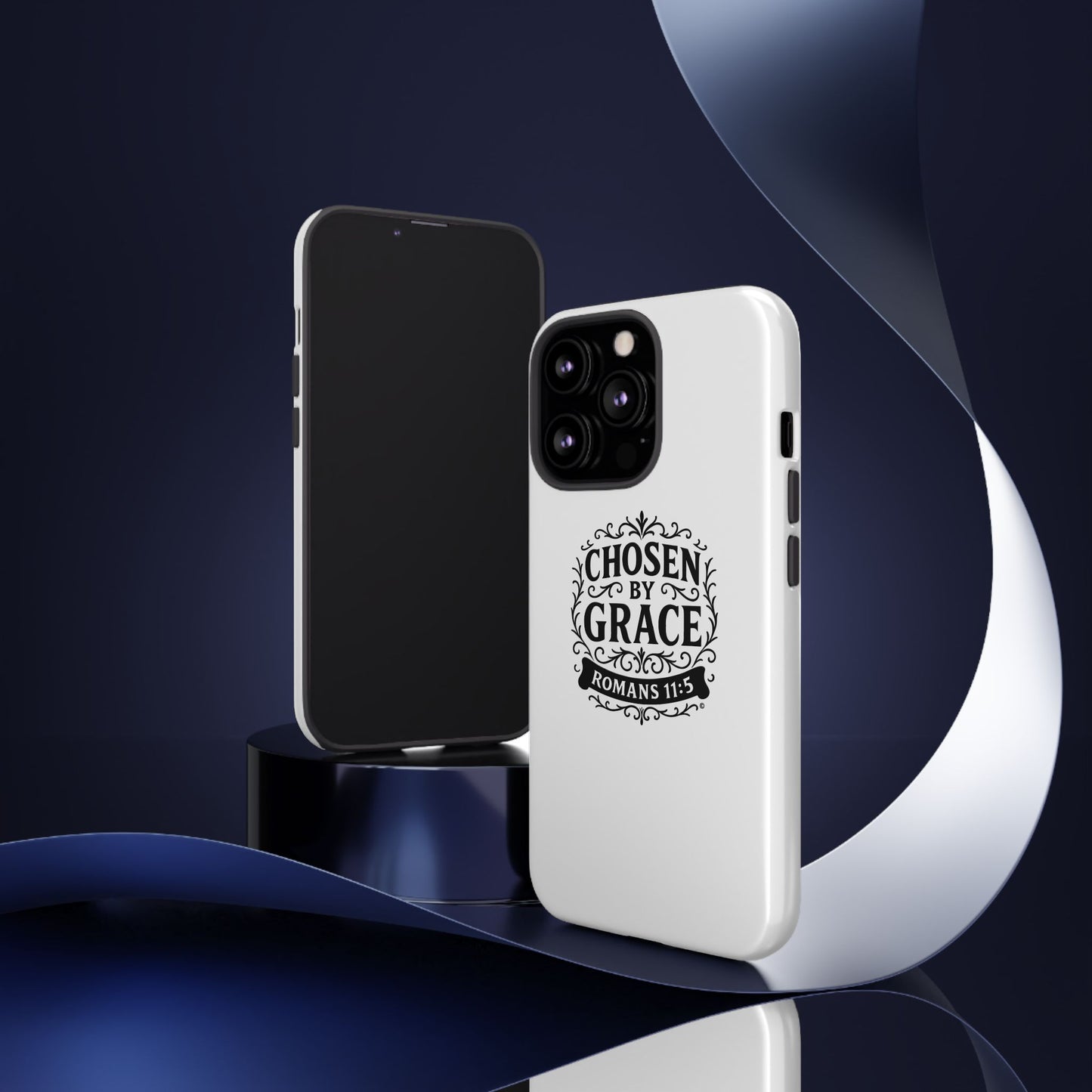 Chosen by Grace (Black Lettering), Rugged Phone Case, Inspirational Mobile Cover, Gift for Faith Lovers, Faith-Based Protector